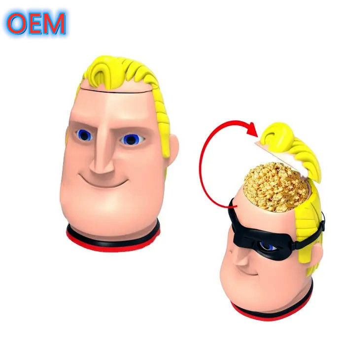 Zeichentrickfilm Popcorn Bucket Anpassung, OEM Design Hochwertige Kunststoff Popcorn Bucket