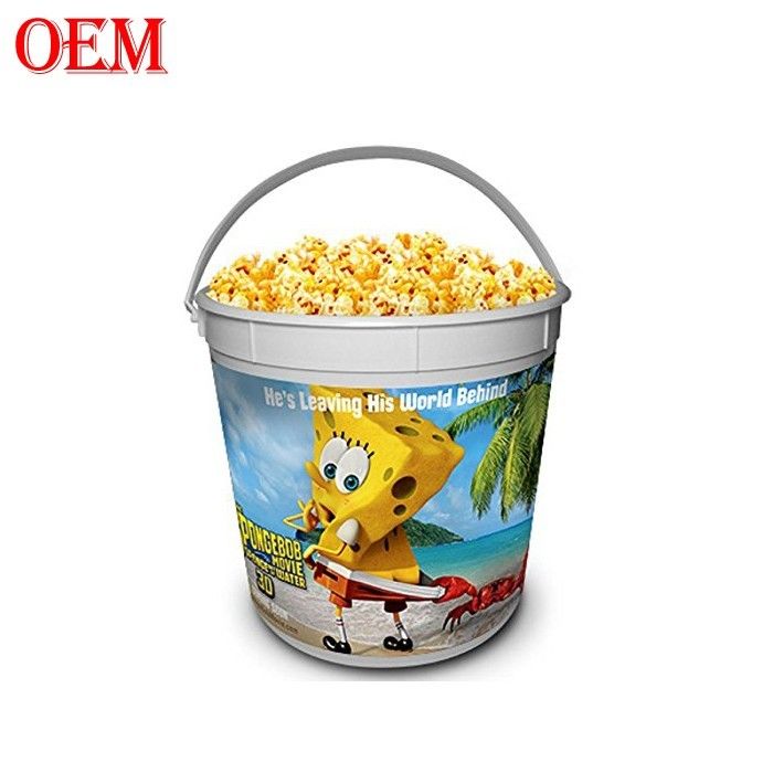 Machen Sie benutzerdefinierte gedruckte Filmstar Plastik Popcorn Behälter mit Deckel