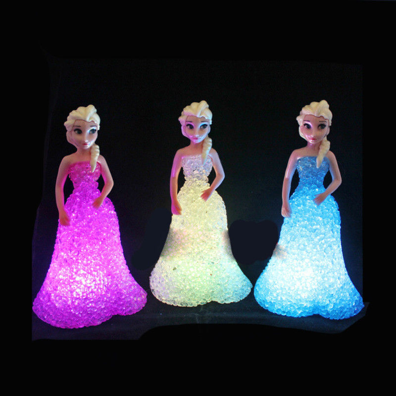 Mini Custom Elsa Anna Sofia LED Farblichter Licht Gradient Kristall Nachtlampe Prinzessin
