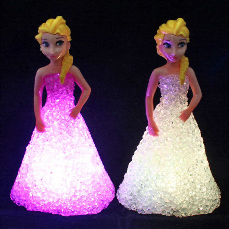 Mini Custom Elsa Anna Sofia LED Farblichter Licht Gradient Kristall Nachtlampe Prinzessin