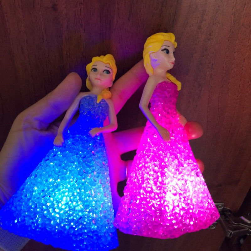 Mini Custom Elsa Anna Sofia LED Farblichter Licht Gradient Kristall Nachtlampe Prinzessin