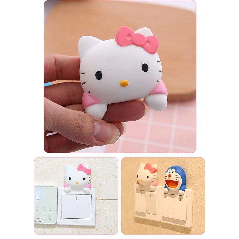 Kt Cat Zeichentrickfilm Schalter Abdeckungsraum Dekor 3D Ein-Aus-Schalter Aufkleber Schalter Steckdose Wandsticker