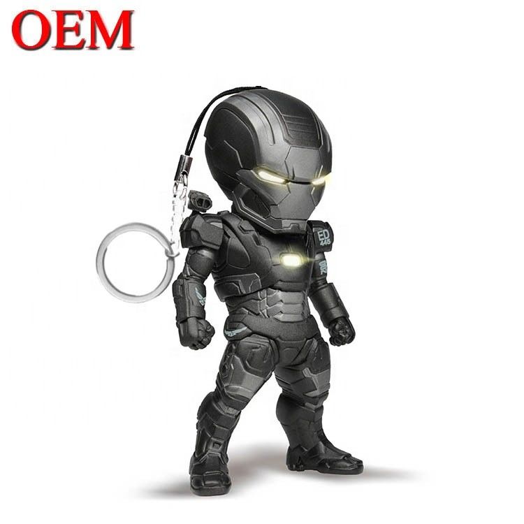 Custom Vinyl Spielzeug machen 3D LED Cartoon Keychain Zubehör Kunststoff Schlüssel für Taschen