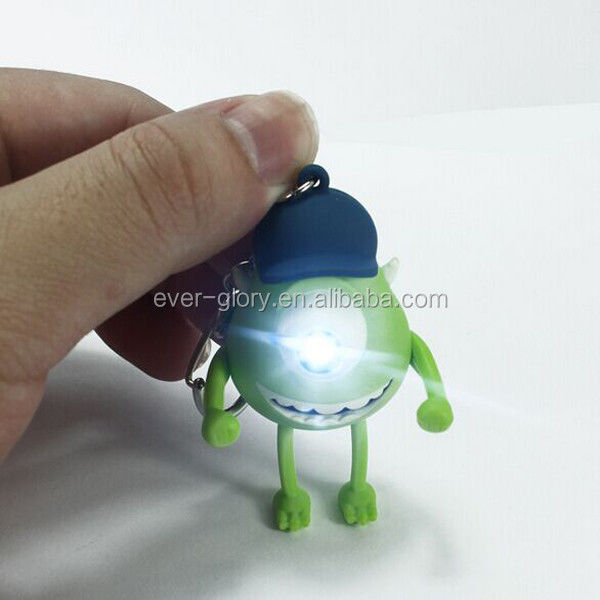 Custom Vinyl Spielzeug machen 3D LED Cartoon Keychain Zubehör Kunststoff Schlüssel für Taschen