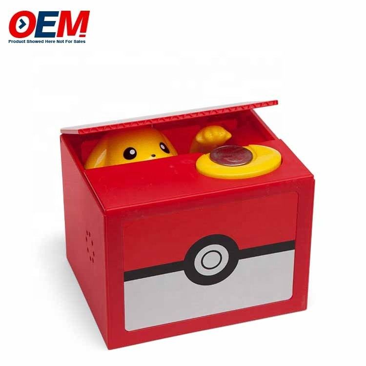 OEM-Fabrik machen Cartoons Plastik Münzenbank PVC Pika mit Schlüssel Schlüssel Piggy Bank Plastik