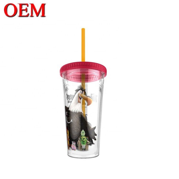 Custom-Figure Doppelmauerte Plastikstrohbecher Wiederverwendbarer Wasserbecher OEM Plastik-Spielzeugfabrik
