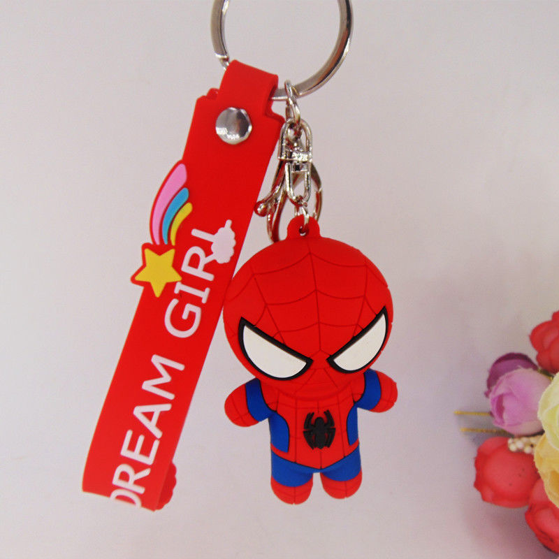 Custom 3D Cartoon Anime Captain America Gummi Schlüsselkette PVC Schlüsselkette Für Schultasche