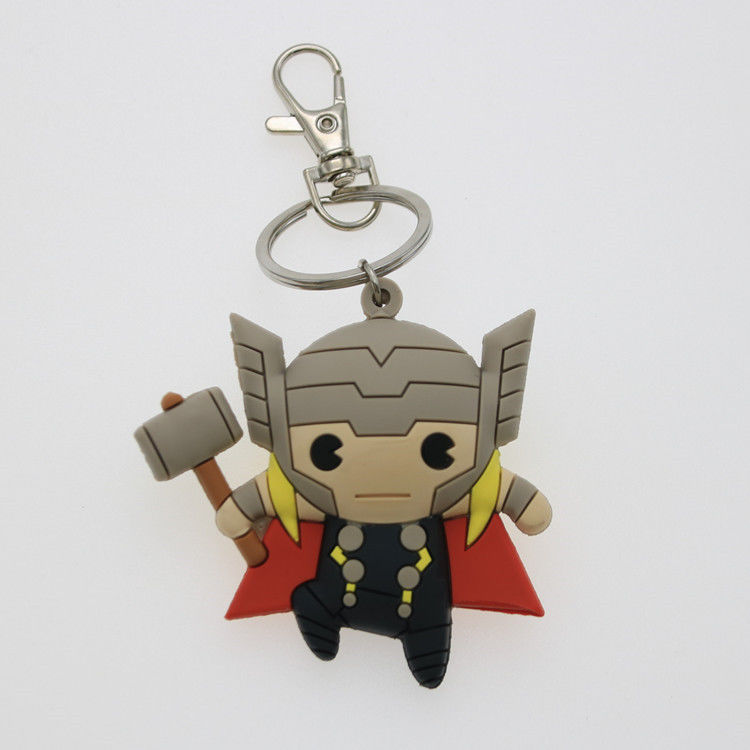 Custom 3D Cartoon Anime Captain America Gummi Schlüsselkette PVC Schlüsselkette Für Schultasche