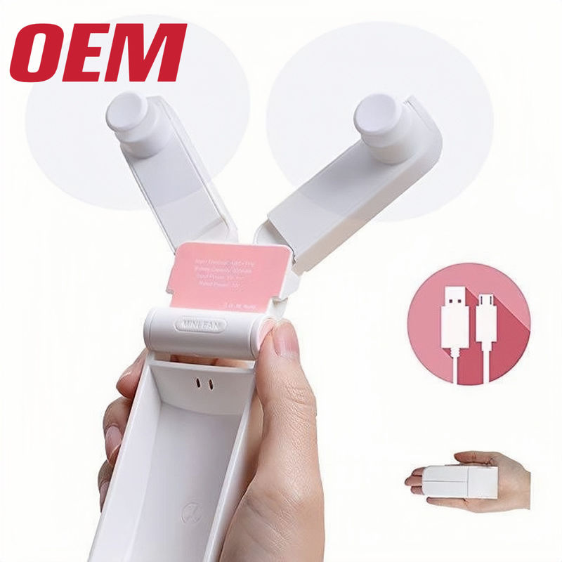 Portable Mini Kühlventilator OEM Sommer Portable Ventilator Handgefertigt Süßes Lithiumbatterie Falte Kunststoff Sommer Cartoon