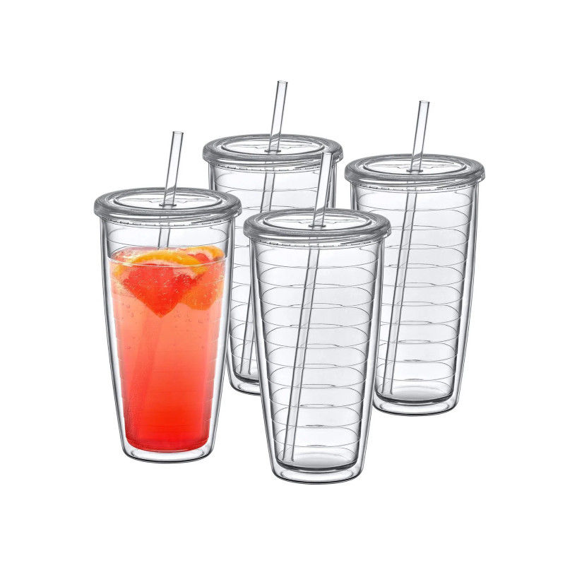 Acryl-Tumbler mit Deckel und Stroh Doppelwand gemischte Farbe wiederverwendbare Plastikbecher mit Ihrem eigenen Design
