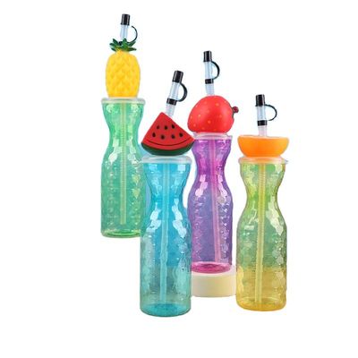 Maßgeschneiderte Plastik-Frucht-Kuppe mit Strohmilch-Tee Tasse Portable Saftflasche