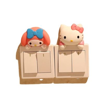 Kt Cat Zeichentrickfilm Schalter Abdeckungsraum Dekor 3D Ein-Aus-Schalter Aufkleber Schalter Steckdose Wandsticker